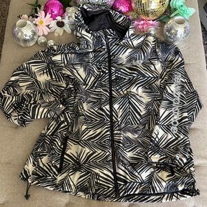 New Balance Black & White Palm-Print Hooded Utility Jacket